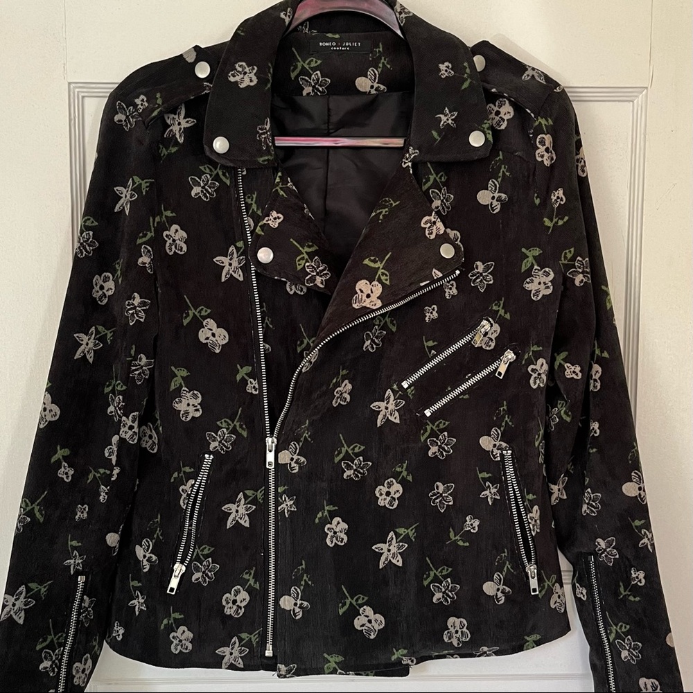 NWOT soft small-wale floral corduroy bomber jacket